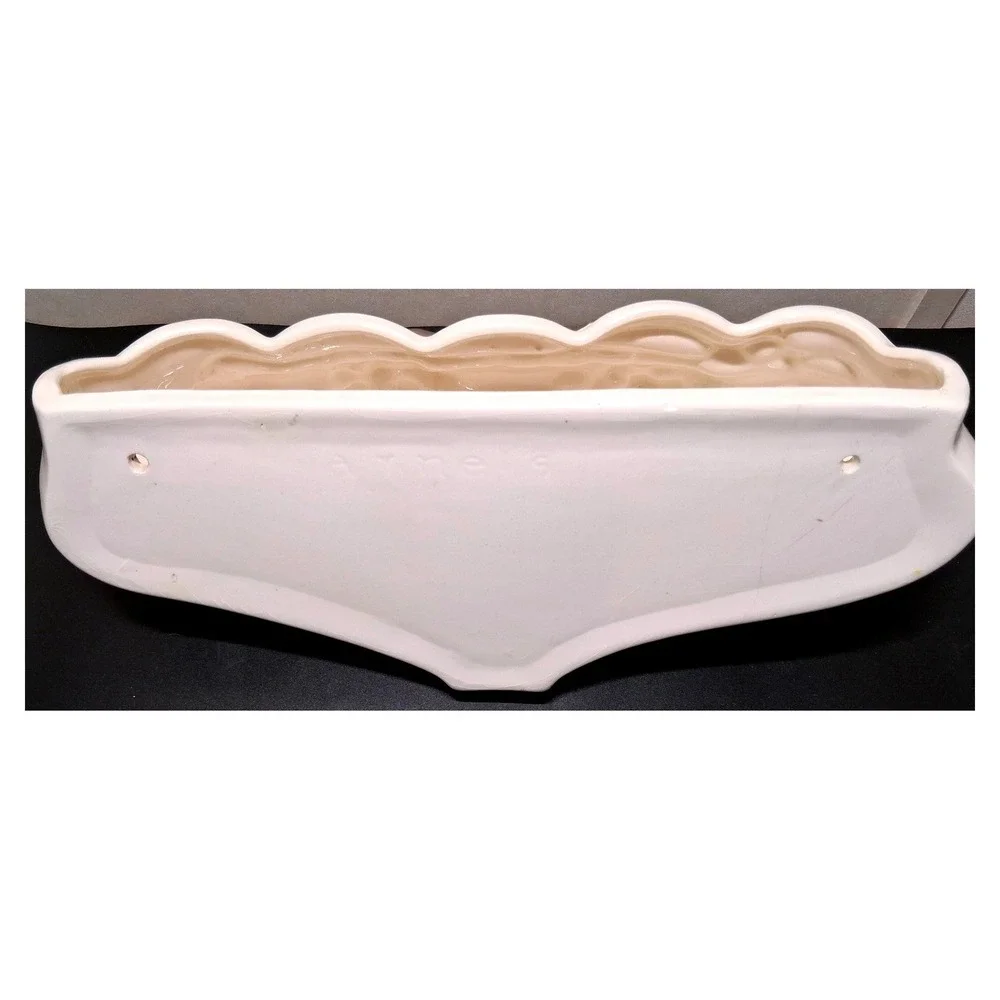 Vintage Arnels Ceramic Wall Pocket Planter Silver Metallic Grapes White 14.5in